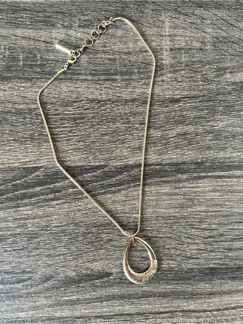 Nine West Gold Textured Teardrop Pendant Necklace